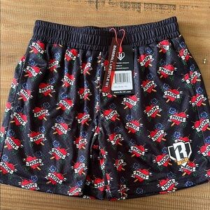 Black and Red Athletic Shorts with Quick-Dry Fabric